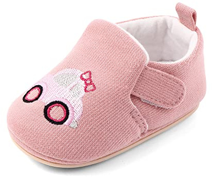 Cheerful Mario Chaussons Bebe Garçon Fille Chaussures Premier Pas Doux et Respirant Rose Bonbon 3-6 Mois