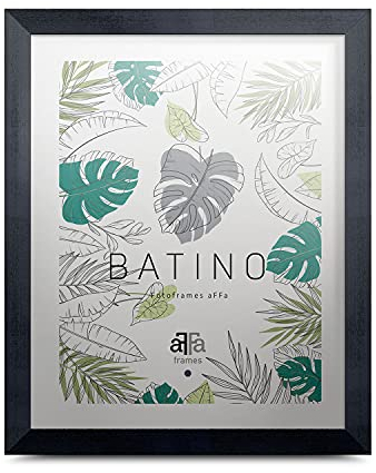 aFFa frames, Batino, Cadre photo en bois, Light, Rectangle, avec façade en verre acrylique, dos HDF, Noir, 24x30 cm