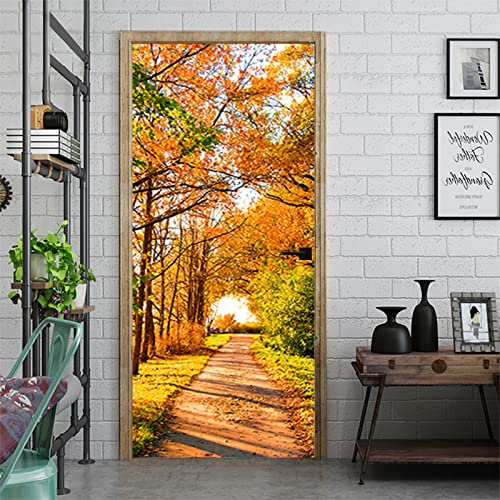 3D Adesivi Per Porte Decalcomanie Adesivi Per Porte 3D Corridoio Di Tardo Autunno