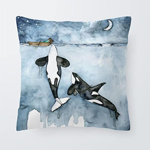 JFJLETY Killer Whale Palm Tree Cushions Seahorse Goldfish Pillows Coastal Home Decorative Throw Pillow Covers Small Velvet Personalized-450mm*450mm,20