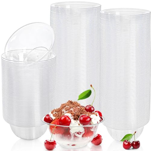Tebery 200 Pack 6oz Clear Plastic Dessert Bowls, 180ml Reusable Hard Soup Salad Ice Cream Bowls, Perfect for Daily Use or Large Events