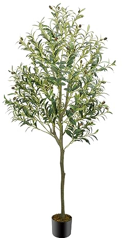 GTIDEA Künstlicher Olivenbaum, 183 cm, für den Innenbereich, mit Topf und Korb, 7.87 cm (B) x 35.8 cm (H), Grün, für alle Jahreszeiten, Dekoration, Einweihungsfeier, Frühlingsdekor