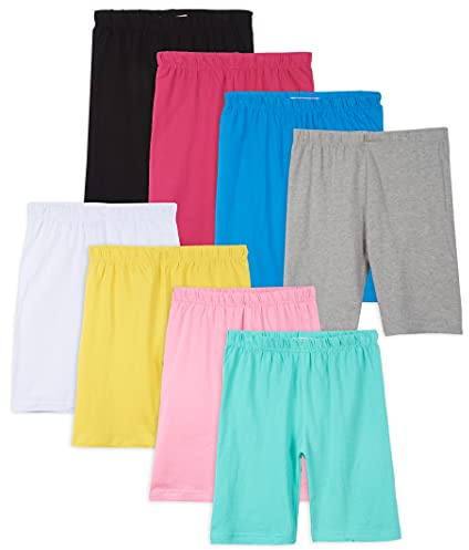 Pink Angel 8er-Pack Fahrrad-Shorts für Mädchen – atmungsaktives Baumwoll-Spandex für Komfort den ganzen Tag – perfekt für Schule, Spielen und Schichten, Multipack enthält je 1 Stück von: Schwarz, Weiß
