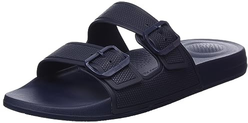 Fitflop Men's Iqushion Two Bar Adjustable Slide Sandal, Midnight Navy, 9 UK