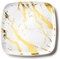 Decorline - Plateau de Service - Lot de 4 - Plats à Servir en Marbre en Plastique Réutilisable Robuste, Plateaux Traiteur de présentation/décoration Pour de Fête Buffet - Carré 35x35 - Blanc/Or