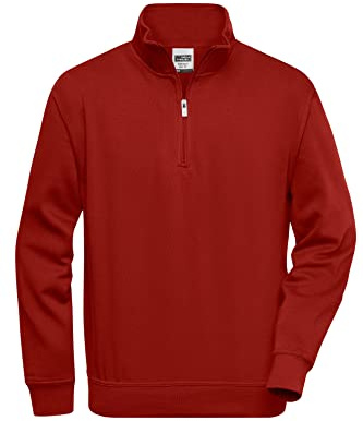 James & Nicholson Workwear Zip Sweat - Strapazierfähiges Sweatshirt mit kurzem Reißverschluss | Farbe: wine | Grösse: M