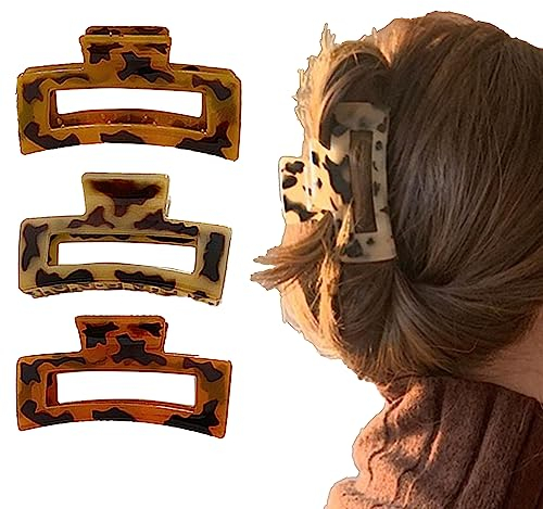 3 Stück Haarklammern, Schildpatt Klemme, Schildpatt Haarklammern, Leoparden Haarklauenclips, Leopardenmuster Haarklammern, für Frauen Mädchen Dickes Dünnes Lockiges Glattes Langes Haar