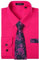 HISDERN Camisa Hombre Fucsia Manga Larga Formal Camisas y Corbata Elegante Camisa de Vestir de Negocios Boda con Bolsillo Regular Fit XXL