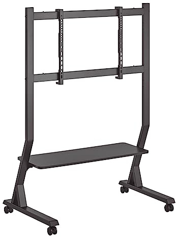 HOLMIOS Soporte TV de Pie con Ruedas | 37 a 90 Pulgadas | Bandeja | Compatibilidad Universal | Negro | Máx. 50 kg | VESA Máx 800x200