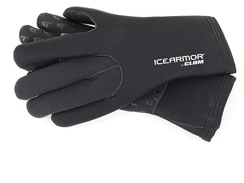 ICEARMOR by Clam Neoprene Grip Gloves – Waterproof, Windproof, Fleece-Lined for Warmth & Ultimate Ice Fishing Grip (M)