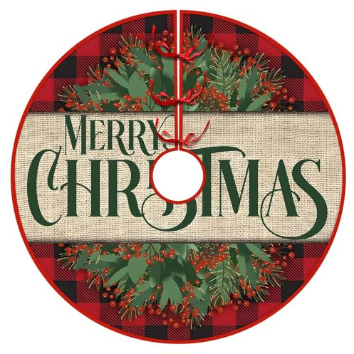 Chickwin Weihnachtsbaum Röcke Weihnachtsbaum Decke Christbaumdecke Weihnachtsbaum Matte, für Weihnachtsdeko Weihnachtsbaum Tannenbaum Deko (90cm,Weihnachtskranz)