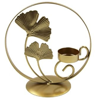ARFUKA Teelichthalter Metall Ginkgo Teelicht Kerzenhalter Kerzenständer Esstischdekoration Tischdekoration für Hochzeitsfeier Weihnachten Geburtstagsgeschenke Gold