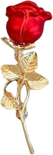 chenxiaonanElegante Rose Blume Brosche Pin für rote Rose Blume Brosche Pin Fancy Beauty Floral Design Brosche Pin für Hut Tasche Anzug Krawatte Geschenk Valentine Hochzeit Muttertag