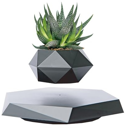 EEYZD Schwimmender Blumentopf,schwebender Blumentopf für Sukkulenten, kreative Luft-Bonsai-Bastelarbeiten,für schwimmende Dekoration für Büro,magnetische schwebende Display-Heimornamente,Schwarz