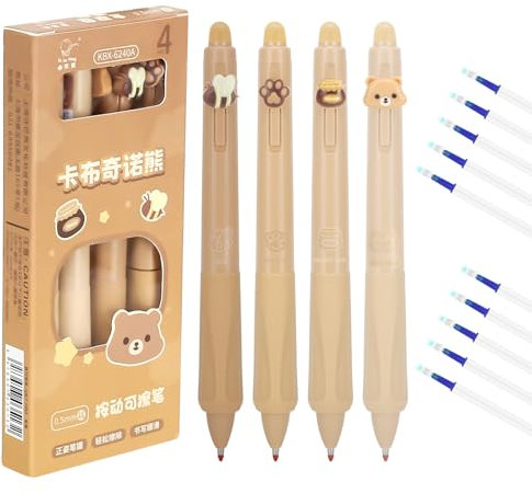 KAHOUI 12 Stück Radierbarer Kugelschreiber mit Radiergummi, Einziehbare Erasable Pen, Schnell Trocknende Kugelschreiber Radierbar Stift, 0.5mm Radierbare Stifte mit 6 Ersatzmine, für Bürobedarf