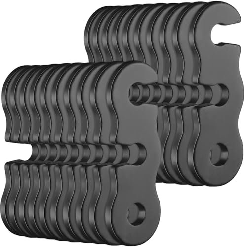 SATINIOR 20 Pieces 40 Pieces 20/40 Pcs Guyline Tensioner Aluminum Alloy Guy Line Cord Adjusters Tent Rope Tensioner for Outdoor Tent Camping Hiking Accessories (Black)