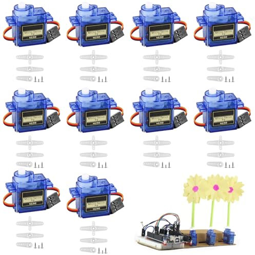 10 Stück 9G Micro Servo Motor : Mini Servomotor für Arduino, Mini Modellbau Servos mit Kabel, Micro Servo Motor für RC Robot Arm/Hand/Gehen Helikopter Flugzeug Auto Boot Steuerung