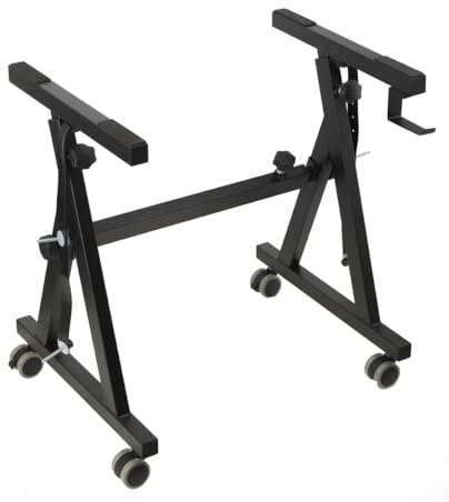 TABODD Metal Piano Keyboard Z Stand with 4 Wheels, Foldable Stable Support Z Stand with Wide Adjustment Range, Foldable Padded Support Arms Suitable for 54, 66 and 88 Keys Keyboard