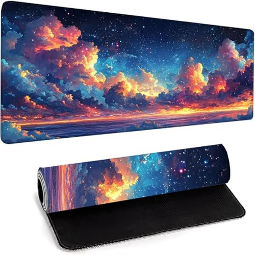 Mauspad XXl 1500 x 800 x 3mm, Gaming Maus Pad Mit Rutschfeste Gummiunterseite, Wasserdichte Ultraglatte Waschbar Mouse Pad für Kabellose Maus Laptop Pc Büro Zuhause Arbeiten Spiele Rosa Landschaft 3-G