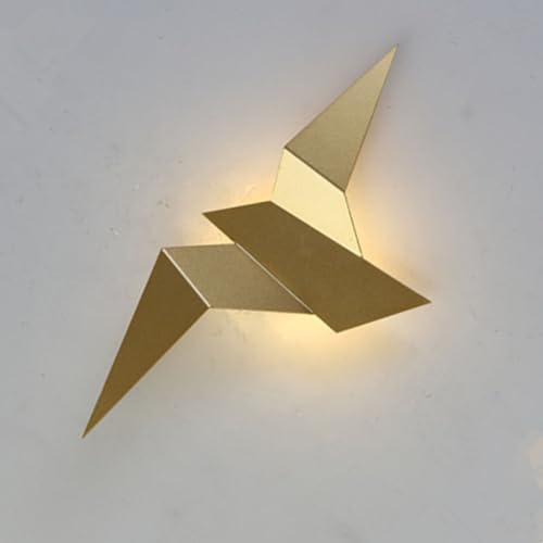 LOGT LED Wandleuchte Tiere Vogel Wandlampe Innen Modern Kreativ Dekoration Wandbeleuchtung 3000K Warmweiß Bettlampe Metall Acryl Nachttischlampen 2W für Esszimmer, Badezimmer, Dachboden,Gold
