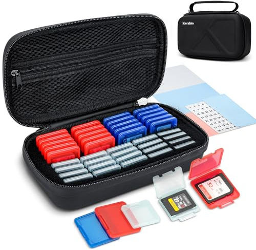 Eva PU CFexpress Typ-A-Karte SD-Kartenhalter mit 40PCS individuellem Kunststoff-Speicherkartengehäuse für 20 CFexpress Typ-A-Karten und 20 SD SDXC SDHC-Karten, wasserdichte CFA-Speicherkarte