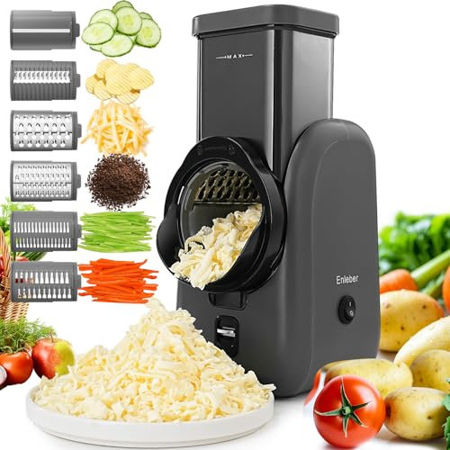 Molinillo Rallador de Queso Eléctrico,Rallador Eléctrico de Verduras y Fruta,Cortador de verduras eléctrico,Rallador para fruta, zanahorias, pepino, manzanas, nueces negro