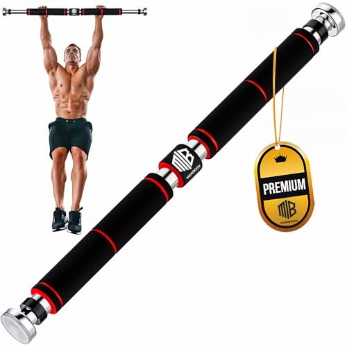 ManiBoom Barra Dominadas Puerta de 60 a 100cm Sin Tornillos Carga 100kg - Pull Up Bar para Colgarse Ajuste FUERTE y Agarre Ergonomico- Barra Abdominales PLEGABLE Calistenia y Ejercicios en Casa