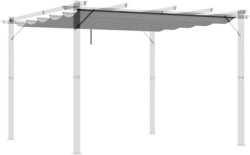Outsunny Toile d'ombrage rétractable pour pergola, auvent de rechange pour pergola de 3 x 3 m, toit rétractable gris clair