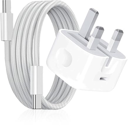 20W Fast Charger for iPhone 15/16, USB C Charger with 1M Type C to C Braided Cable for iPhone 15/16 Full Series, AirPods 4, Airpod Pro 2nd generation, Galaxy and Other Type C Devices