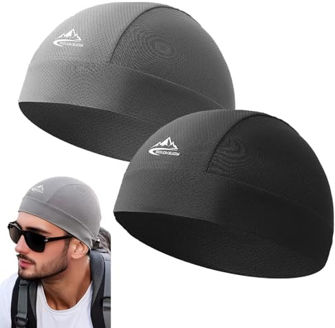 2 Pack Skull Cap Beanie Hat UV Protection Moisture Wicking Helmet Liner | Breathable Lightweight Design, for Running, Cycling, Hiking, Motorbike, Football, Gym, Sleeping, Chemo, for Man Women