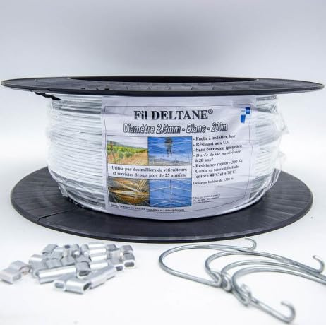 Atout Loisir Kit Fil Deltex pour Renfort Structure, Crochet Fil de Fer Ø 32 mm avec Boucle
