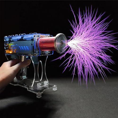 DOJBK Pistola Portatile a Bobina di Tesla, Mini Generatore di Arco a Scintilla Portatile, Splendido Fulmine Artificiale, Precisione Regolabile E Doppia modalità, Strumento per Esperimenti Didattici