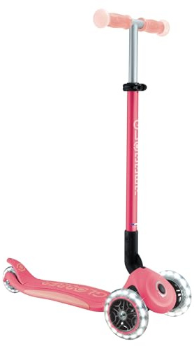 Globber Elite Kids 3 Wheel Light Up Glow Scooter - Foldable - 3 Years to 9 Years Plus - LED Wheels - 2 Year Warranty