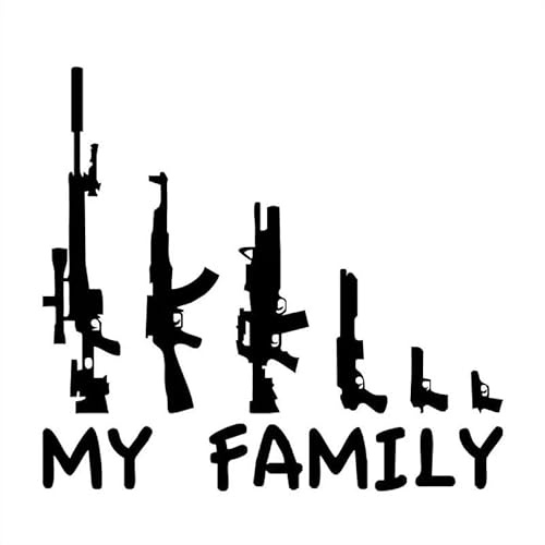 JIFENLI Kreative Auto Aufkleber Für Meine Familie Waffe Cartoon Spaß Motorrad Wasserdichte Dekorative Abdeckung Kratzer Vinyl Aufkleber 20Cm * 18Cm