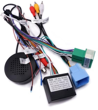NVGOTEV ISO-Adapter-Stromkabel für Fiat Panda MK3 Typ 319 (2021-2023), Autoradio-ISO-Adapterkabel mit Canbus-Decoderbox und kleinem Lautsprecher