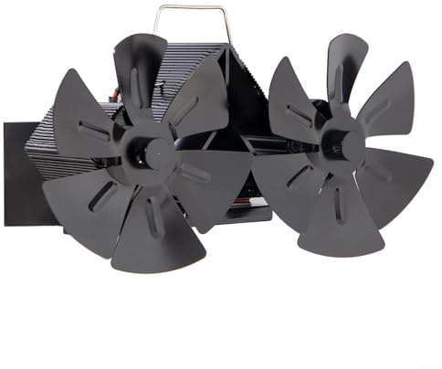 Double Head Fireplace Fan 12 Blade Wall Mounted Stove Fan for Wood Furnace, Heat Powered Silent Chimney Fan with Dual Ends, No Electricity Required, Compatible