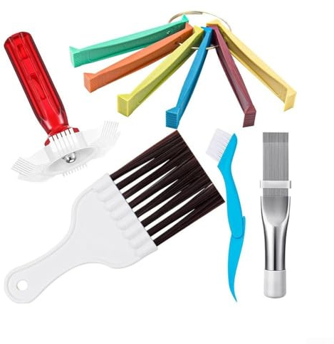 Ensemble de peignes à ailettes pour climatiseur, outil de réparation de radiateur avec brosse de nettoyage pour ailerons courbés, kit d'entretien CVC pour unités climatisées de maison et de voiture