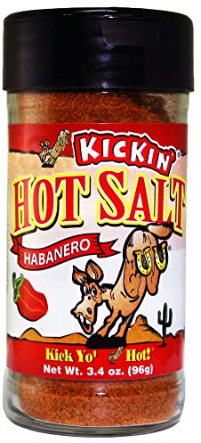 ASS KICKIN' Habanero Heißes würziges Salz - 3,4 oz. Shaker Jar – perfekt aromatisiertes heißes Salz zum Würzen von Popcorn, Margarita-Salz und Pommes frites – Premium-Gourmet-Geschenk