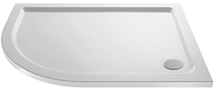 VeeBath Offset Quadrant Shower Tray 900x760mm, Stone Resin Tray for Shower Enclosure, Glass Door Bathroom- Left Hand, White