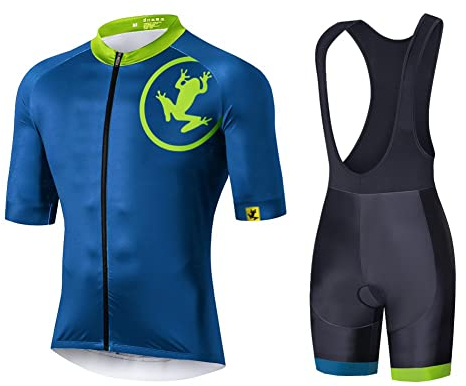 UGLY FROG Anzüge Fahrradtrikot Set Kurzarm Trikot + Radlerhose mit Sitzpolster aus Atmungsaktiv und Schnell Trockend Stoff für Fahrrad Rennrad MTB Herren Größe ：L