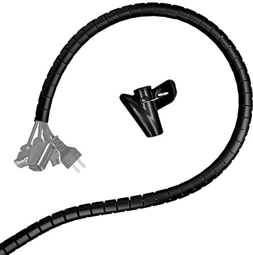 Minadax® 2 Meter, 28mm Ø professioneller HighTech Kabelschlauch Kabelkanal in schwarz für Flexibles Kabelmanagment an Computer und Arbeitsplatz