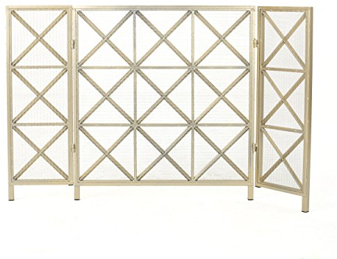 Christopher Knight Home Mandralla Kaminschutzgitter aus Eisen, 3-teilig, goldfarben