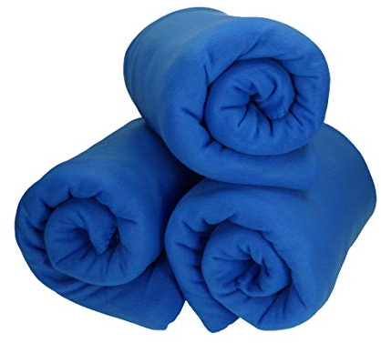 Betz 3 Stück Fleecedecke Kuscheldecke Wohndecke in Größe 130x170 cm Qualität 180 g/m Farbe blau