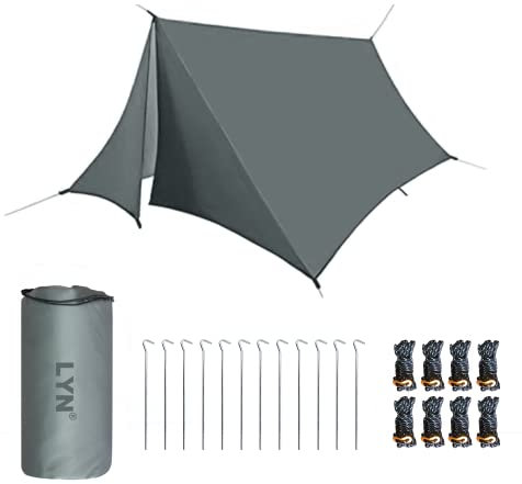 LYN Gigantic Shelter: Supersize 4 Doors Ultralight Rain Fly Tent Tarp/Housefly-16.4'9.6', Packable Ripstop Waterproof Heat Preserved, for Backup Packing, Camping Tarp, Hammock Cover, Survival Shelter