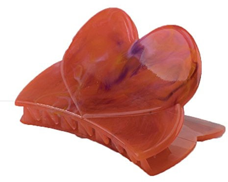 1Stk Haarklammer Herz 84x45 in rot orange - Made in Germany - WeLoveBeads