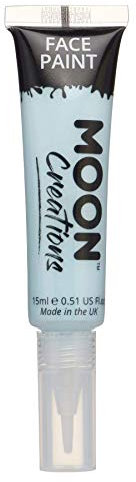 Moon Creations Tubos de pintura facial y corporal con pincel aplicador | Sin crueldad | Pintura facial para niños, adultos, disfraces, festivales, Halloween Azul claro 15ml