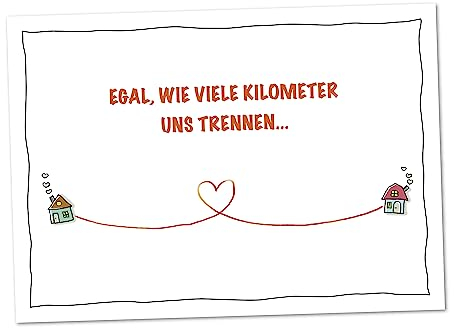 XL POSTKARTE Egal wie viele Kilometer uns trennen - Karte Fernbeziehung, kleiner Liebesbeweis, Karte voller Liebe, tolle Postkarte für Paare, Freunde, Familie, Familienmitglieder (DIN A5)