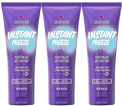 Aussie Instant Freeze Sculpting Maximum Hold Hair Gel with Jojoba Oil, Sea Kelp and Australian Aloe, 7 Oz (Triple Pack)