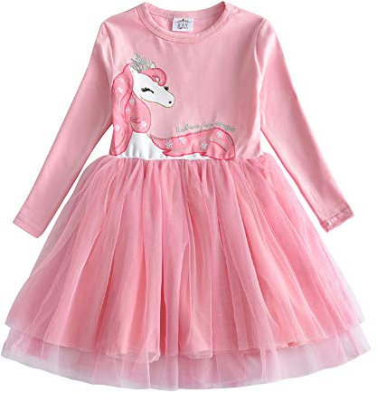 VIKITA Vestito Cotone Stampa Principessa Tulle Tutu Festa di Compleanno Abito Bambina LH4579 4-5 Anni