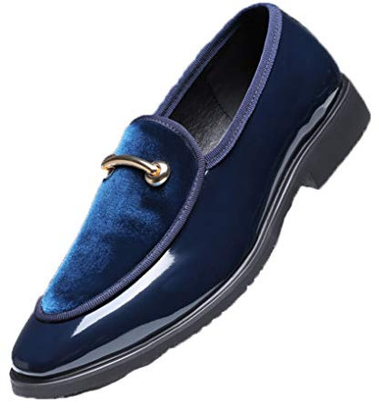 Scarpe da Uomo per la Festa Nuziale Slip on Mocassini in Pelle Verniciata Casual Punta a Punta Business Work Oxfords